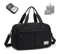 SPAHER Expandable Cabin Bag Ryanair Hand Luggage 40x20x25 to 40x30x25 Eurowings Travel Duffle Bag Carry On Luggage Under-seat Holdall Handbag Maternity Hospital Overnight Bags, Black