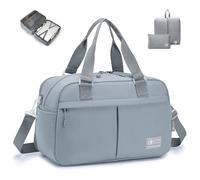SPAHER Expandable Cabin Bag Ryanair Hand Luggage 40x20x25 to 40x30x25 Eurowings Travel Duffle Bag Carry On Luggage Under-seat Holdall Handbag Maternity Hospital Overnight Bags, Grey