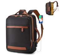 SPAHER Extendable Cabin Bag 40x30x15 British Airways to 40x30x20 Ryanair Underseat Travel Cabin Laptop Backpack 15.6 Inch with USB Charging Port and Wet Pockets Carry on Hand Luggage Men Women Black