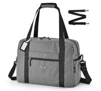 SPAHER for Ryanair Cabin Bags 40x30x20 Underseat Wizzair Carry on Hand Luggage Foldable Travel Duffel Bag 25L Holdall Tote for Women and Men for Travel Overnight Hospital Weekend, Black Stripe