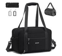 SPAHER Ryanair Cabin Bag 40x20x25 Foldable Travel Duffle Weekend Gym Bags for Women Men Waterproof Overnight Hospital Holdall Bag Handbag Small Carry on Underseat Hand Luggage Black