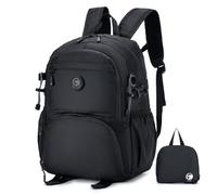 SPAHER Wizz Air Cabin Bags 40x30x20 Underseat Foldable Backpack Lightweight Small Rucksack 25L Waterproof Travel Daypack Packable Backpack Sports Bags for Men Women Outdoor Hiking Camping Black