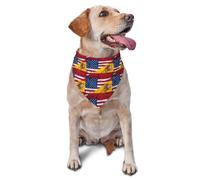 Spain American Flag Dog Bandanas Triangle Scarf for Cats and Dogs Adjustable Pet Neck Accessory Decorative Washable Durable