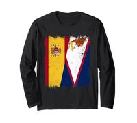 Spain American Samoa Half Flag Spanish American Samoan Long Sleeve T-Shirt