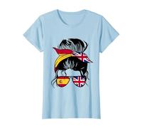Spain and Great Britain Mix UK Half Spanish Half British T-Shirt, Women, Baby Blue, Small