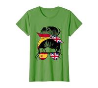 Spain and Great Britain Mix UK Half Spanish Half British T-Shirt, Women, Grass Green, X-Small