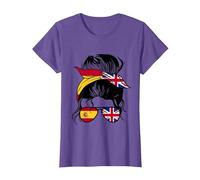 Spain and Great Britain Mix UK Half Spanish Half British T-Shirt, Women, Purple Heather, 3X-Large