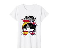 Spain and Great Britain Mix UK Half Spanish Half British T-Shirt, Women, White, Medium