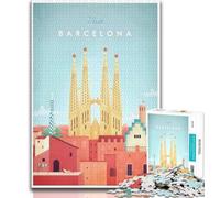 Spain Barcelona TraveL Art Puzzles for Adults 1000 Pieces,Staycation Kill Time Every Piece Is Unique - Challenging Family Fun Game 50x75cm