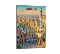 Spain Barcelona Vintage Travel Poster Artworks Canvas Room Aesthetic Wall Art Prints Home Modern Decor 24x36inch(60x90cm)