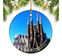 Spain Basilica of The Sagrada Familia Barcelona Christmas Ornaments for Tree Ceramic Pendant Double Sided Ornament Decor Xmas Gifts Porcelain Travel Souvenirs