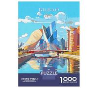 Spain Bilbao Travel 1000 Piece Jigsaw Puzzle, Continental Street Poster, Screen-Free Fun, Interlocking Paper Pieces, Travel Gift for Home Décor Fans, 38x26cm/1000pcs