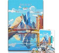 Spain Bilbao Travel Jigsaw Puzzles for Adults Teenagers Jigsaws Puzzle,Help The Brain Exercise Addictive Toys to Cultivate Patience Great Gift 50x75cm