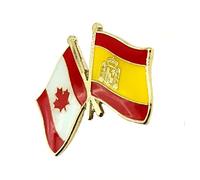 Spain Canada Spanish Canadian EU Europe North American Friendship Metal Country Flags Pin Badge