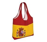 Spain Canvas Tote Bags For Women Men Reusable Shopping Grocery Spanish National Flag Bag, White, One Size