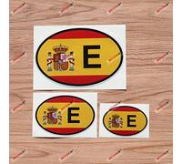Spain E Oval Country Code Spanish Flag Espana Vinyl Decal Sticker - 3 Pack Reflective, 7.6cm, 10.2cm, 15.2cm - for Car Boat Laptop Cup Phone