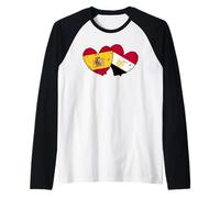 Spain Egypt Heart Flags Spanish Egyptian Love Pride Raglan Baseball Tee
