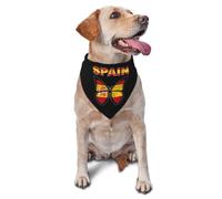 Spain Flag Butterfly Dog Bandanas Triangle Scarf for Cats and Dogs Adjustable Pet Neck Accessory Decorative Washable Durable