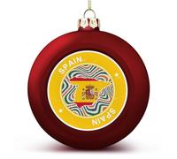 Spain Flag Christmas Balls Ornaments - National Flag Keepsake - Red Spain Hanging Ornaments Balls for Christmas Trees Merry Christmas Baubles New Year for Family