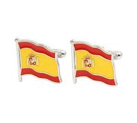 Spain Flag Cufflinks - Onyx Art CK995 Spanish Wedding Gift Gemelos Con La Bandera De España In Premier Life Packaging