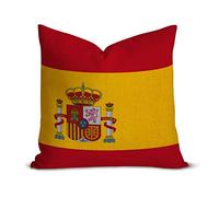 Spain Flag Farmhouse Decorative Throw Pillow Case 18 x 18 Inch, Vintage Retro Rustic Flag Cushion Cover Case, Patriotic Square Pillow Case Cotton Linen Cushion Case for Mom Dad Friends Gift