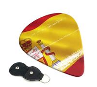 Spain Flag Guitar Plectrums, 6 Guitar Plectrums, Printed on both sides for Electric Guitar Bass Ukulele (0.46 mm 0.71 mm 0.96 mm)