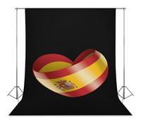 Spain Flag Heart Photo Backdrop Polyethylene Studio Background for Photography Video Broadcast Photoshoot