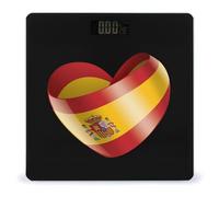 Spain Flag Heart Scale for Body Weight Digital Bathroom Scales with Tempered Glass LCD Display Auto on Off
