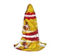 Spain Flag Hooded Cape For Teenagers, Unisex Cloak Robe Hooded Halloween Costume Satin Witches Vampire Cloak Fancy Dress Up Children