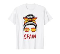 Spain Flag Messy Bun Girl Spanish Roots T-Shirt