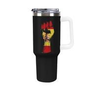 Spain Flag Nation Spirit Large Capacity Car Cup 40 Oz Stainless Steel Insulated Travel Cup with Handle Straw