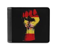 Spain Flag Nation Spirit Men's Leather Wallet Casual Slim Bifold Wallet Minimalist Credit Card Holder with Money Clip