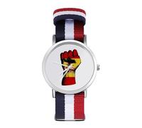 Spain Flag Nation Spirit Nylon Wrist Watches Braided Stra Non-Scale Casual Watch for Work Workout