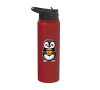 Spain Flag Penguin Heart Spanish Pride Spanish Roots Stainless Steel Insulated Water Bottle