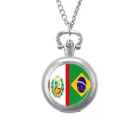 Spain Flag Peru State Flag Vintage Pocket Watch with Chain Arabic Numerals Scale Quartz Pocket Watches Gifts for Men Women