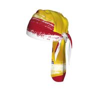Spain Flag Print Head Scarf Cycling Cap Under Helmet Breathable Quick Dry Tie Back Modern Fit Motorcycle Liner