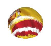Spain Flag Print Premium Double Layer Shower Cap For Women With Reusable Shower Cap For Hair - Waterproof Plastic Cap - Shower Caps For Long, Short And Curly Hairs