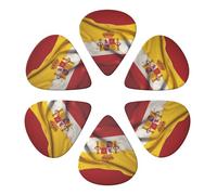 Spain Flag Printed Guitar Picks 6-Pack with Holder - 0.96mm Funny Guitar Picks for Acoustic Guitar, Electric Guitar, Bass Guitar