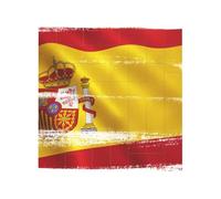 Spain Flag Printed Square Jigsaw Puzzle 12.8x12.8 CM, Puzzle Challenging Game for Adults Gifts, Family Fun Decorative Wall Decor