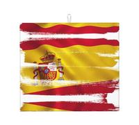 Spain Flag Printing Fashion Kitchen Drying Mat,Water Absorbent Mat with Lanyard for Kitchen Countertops,Tabletops