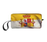 Spain Flag Printing Makeup Bag for Women Girl Portable Travel Cosmetic Bag Makeup Pouch Organizer with Handle