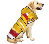 Spain Flag Waterproof Dog Raincoat And Rain Jacket With Hood, Reflective Strips And Adjustable Belly Strap, Fits Small To Large Dogs