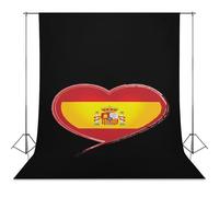 Spain Flag with Heart Photo Studio Backgrounds Black Photography Backdrop for Portrait Video Shooting Live 56"x118"