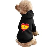 Spain Flag with Heart Small Dog Hoodie Warm Lightweight Pullover Sweatshirt Pet Puppy Hooded Outfits XL