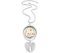 Spain Flamenco Music Food Pendant Angel Wings Rotating Necklace Jewelry