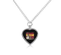 Spain Guitar Spanish Flag Wine Bottle Ashes Necklace Dog Pet Urn Necklace Heart Cremation Jewelry with Fill Kit