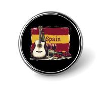 Spain Guitar Spanish Flag Wine Bottle Round Enamel Brooch Pin Button Badges Decoration Hat Clothing Bag Accessories Gift Crafts