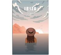 Spain Ibiza Island Swim Vintage Travel Poster Retro Wall Art Canvas Poster Art Print Room Decor Home Decor Unframed 60x90cm