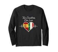 Spain, Italy, Heartbeat Design Two Countries One Love Long Sleeve T-Shirt