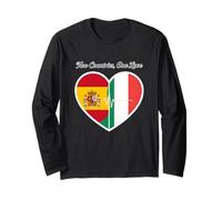 Spain, Italy, Heartbeat Design Two Countries One Love Long Sleeve T-Shirt